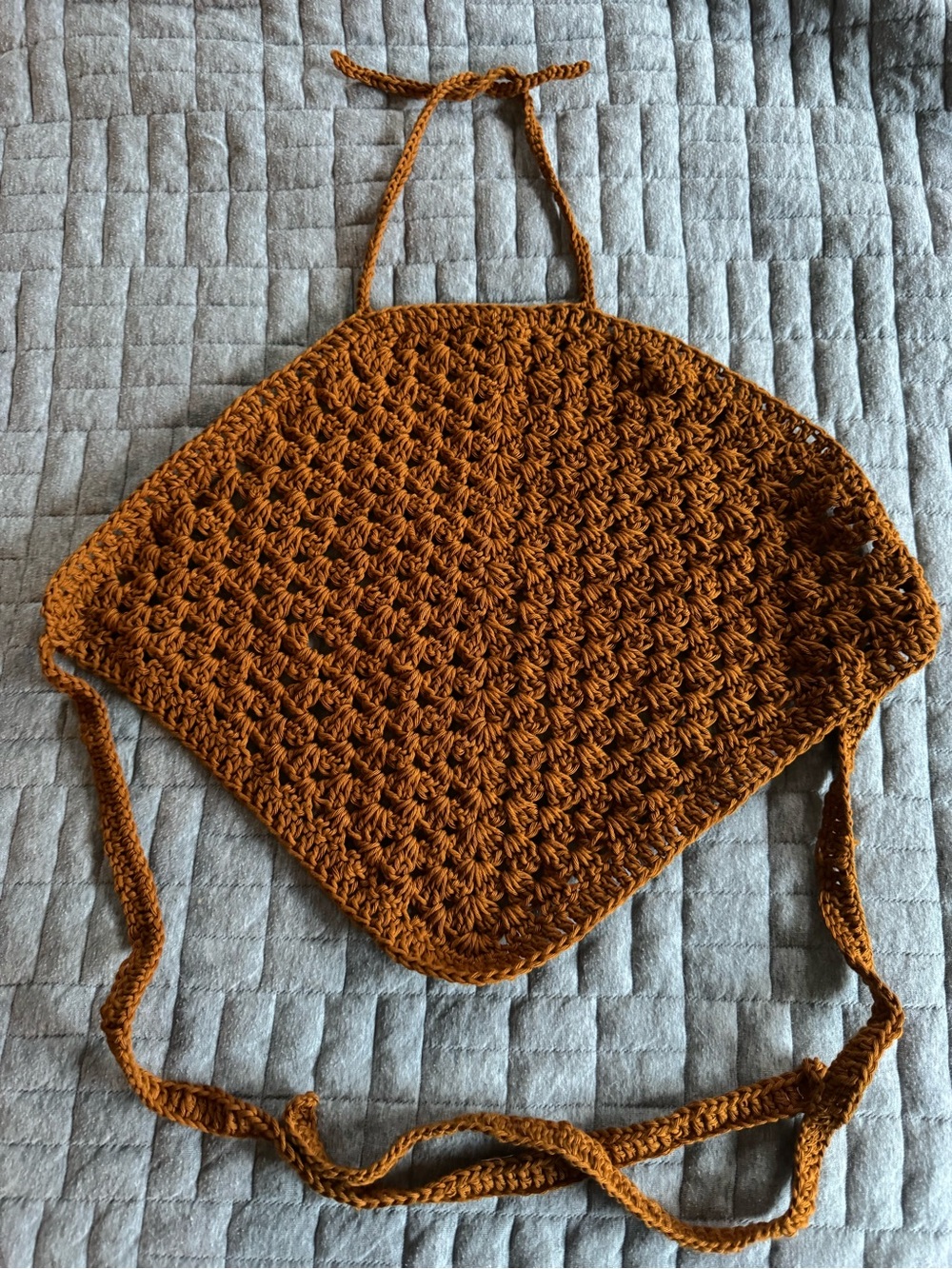 Hand-Crocheted Halter Top in Rust